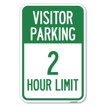 SIGNMISSION Visitor Parking Sign Visitor Parking 2 H Heavy-Gauge Aluminum Sign, 12" x 18", A-1218-22729 A-1218-22729